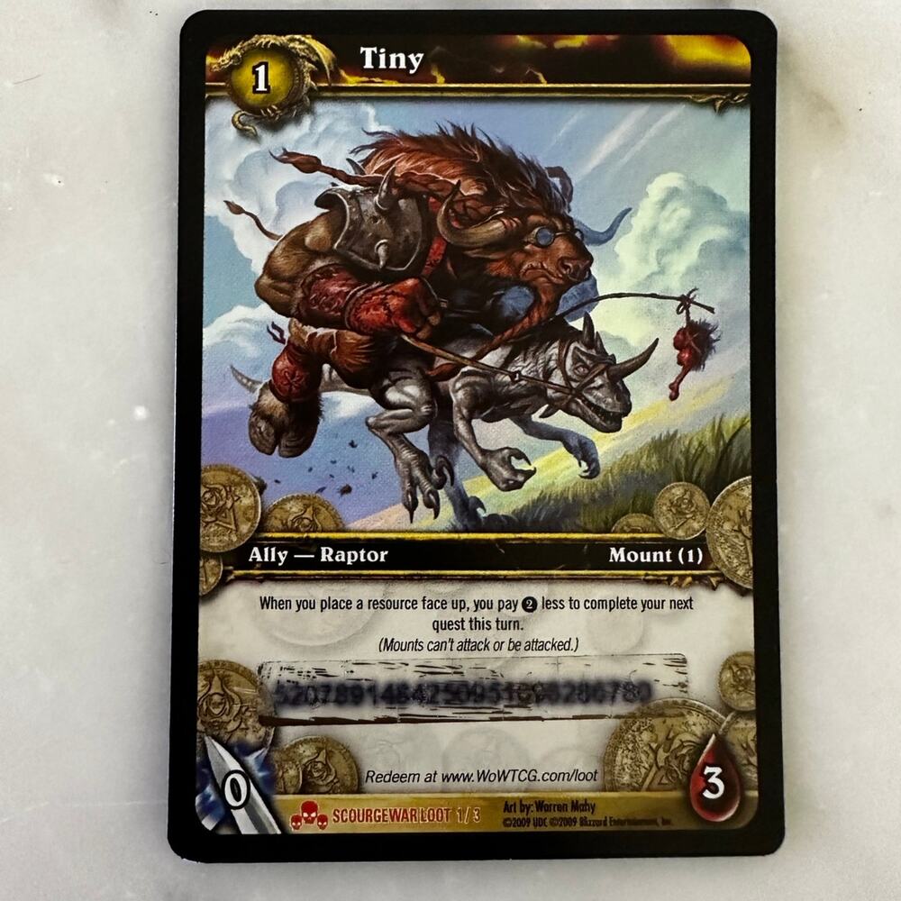 World of War Craft Tiny Scratched Card